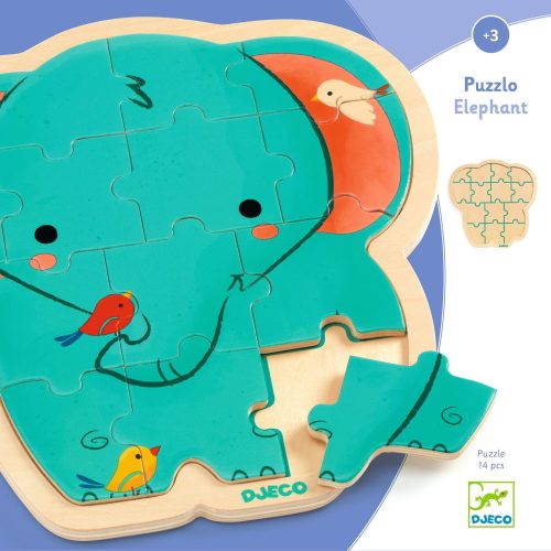 Djeco 1823 Fa puzzle - Elefánt, 14 db-os - Puzzlo Elephant